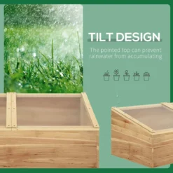 Outsunny Wood Cold Frame Greenhouse Garden Polycarbonate Grow House Natural -Garden Tools Shop 308485 4
