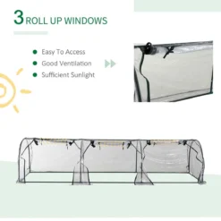 Outsunny Tunnel Greenhouse Steel Frame For Garden W/ Zipper Doors -Garden Tools Shop 308494 5
