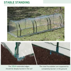 Outsunny Tunnel Greenhouse Steel Frame For Garden W/ Zipper Doors -Garden Tools Shop 308494 6