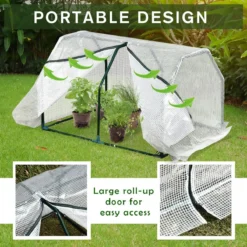 Outsunny Mini Greenhouse Grow House PVC Cover Steel Frame White 99 X 71 X 60cm -Garden Tools Shop 308495 6