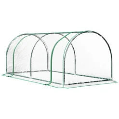 Outsunny Tunnel Greenhouse Grow House Steel Frame Pe Transparent 200x100x80 Cm