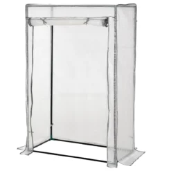 Outsunny 100 X 50 X 150cm Greenhouse W/ Zipper Roll-up Door Outdoor White