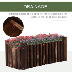 Outsunny Raised Flower Bed Wooden Rectangular Planter Container Box 4 Feet -Garden Tools Shop 308610 5