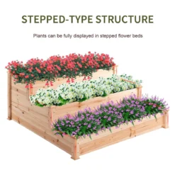 Outsunny Wooden Raised Bed 3-tier Planter Kit Elevated Plant Box 124x124x56cm -Garden Tools Shop 308619 4