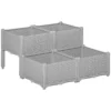 Outsunny 4-piece Elevated Flower Bed Vegetable Herb Planter Plastic Grey