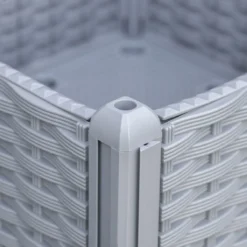 Outsunny 4-piece Elevated Flower Bed Vegetable Herb Planter Plastic Grey -Garden Tools Shop 308628 8