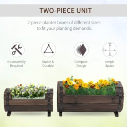Outsunny 2Pcs Wooden Flower Plant Pot Outdoor And Indoor Plant Box With Solid Wood 11 Outsunny 2Pcs Wooden Flower Plant Pot Outdoor And Indoor Plant Box With Solid Wood -Garden Tools Shop 308630 4
