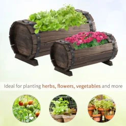 Outsunny 2Pcs Wooden Flower Plant Pot Outdoor And Indoor Plant Box With Solid Wood 13 Outsunny 2Pcs Wooden Flower Plant Pot Outdoor And Indoor Plant Box With Solid Wood -Garden Tools Shop 308630 6