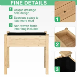 Outsunny Garden Wooden Planter Flower Raised Bed Herb Grow Box Container -Garden Tools Shop 308632 5