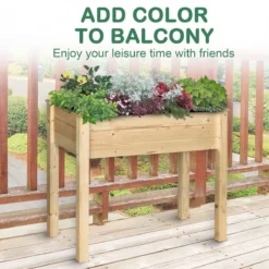 Outsunny Garden Wooden Planter Flower Raised Bed Herb Grow Box Container -Garden Tools Shop 308632 8