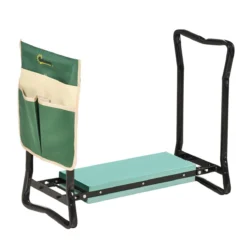 Outsunny Garden Kneeler Foldable Seat Bench Eva Foam Pad With Tool Bag Pouch