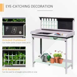 Homcom Outdoor Potting Table Bench Workstation Planting Wood Shelves -Garden Tools Shop 308656 4