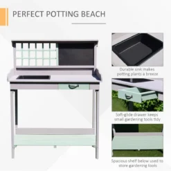 Homcom Outdoor Potting Table Bench Workstation Planting Wood Shelves -Garden Tools Shop 308656 5