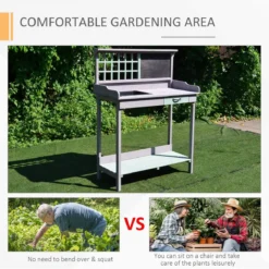 Homcom Outdoor Potting Table Bench Workstation Planting Wood Shelves -Garden Tools Shop 308656 6