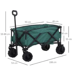 Outsunny Outdoor Folding Cargo Cart W/ Telescopic Handle -Garden Tools Shop 309294 3