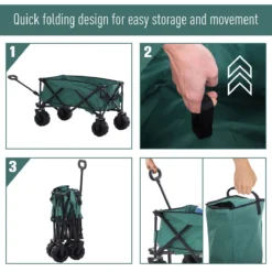 Outsunny Outdoor Folding Cargo Cart W/ Telescopic Handle -Garden Tools Shop 309294 5