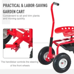 Outsunny Adjustable Rolling Garden Cart/Work Seat -Garden Tools Shop 309296 6
