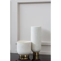 Interiors By Ph Small Ceramic Planter White With Gold Base 5 Interiors By Ph Small Ceramic Planter White With Gold Base -Garden Tools Shop 322789 3