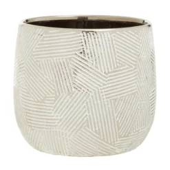 Interiors By Ph Large White Silver Ceramic Planter