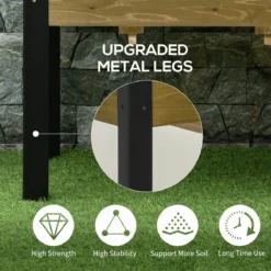 Outsunny Raised Garden Bed Elevated Wooden Planter Box With Metal Legs - Brown -Garden Tools Shop 324228 4