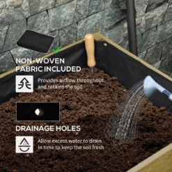 Outsunny Raised Garden Bed Elevated Wooden Planter Box With Metal Legs - Brown -Garden Tools Shop 324228 5