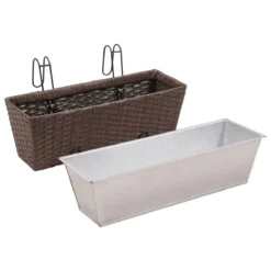 VidaXL Balcony Trapezoid Rattan Planter Set 50 Cm 2 Pcs Brown -Garden Tools Shop 339057 5