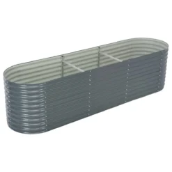 Vidaxl Garden Raised Bed 320x80x81cm Galvanised Steel Grey