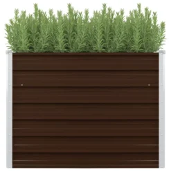 Vidaxl Raised Garden Bed Brown 100x100x77cm Galvanised Steel