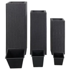 Vidaxl Garden Raised Beds 3 Pcs Poly Rattan Black -Garden Tools Shop 339786 3