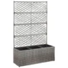 Vidaxl Trellis Raised Bed With 3 Pots 83x30x130cm Poly Rattan Grey