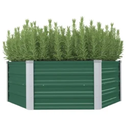 Vidaxl Raised Garden Bed 129x129x46cm Galvanised Steel Green