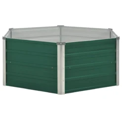 Vidaxl Raised Garden Bed 129x129x46cm Galvanised Steel Green -Garden Tools Shop 339822 3
