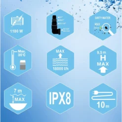 Pro-kleen 1100W Submersible Electric Water Pump 1100W With Float Switch - Green -Garden Tools Shop 344664 4