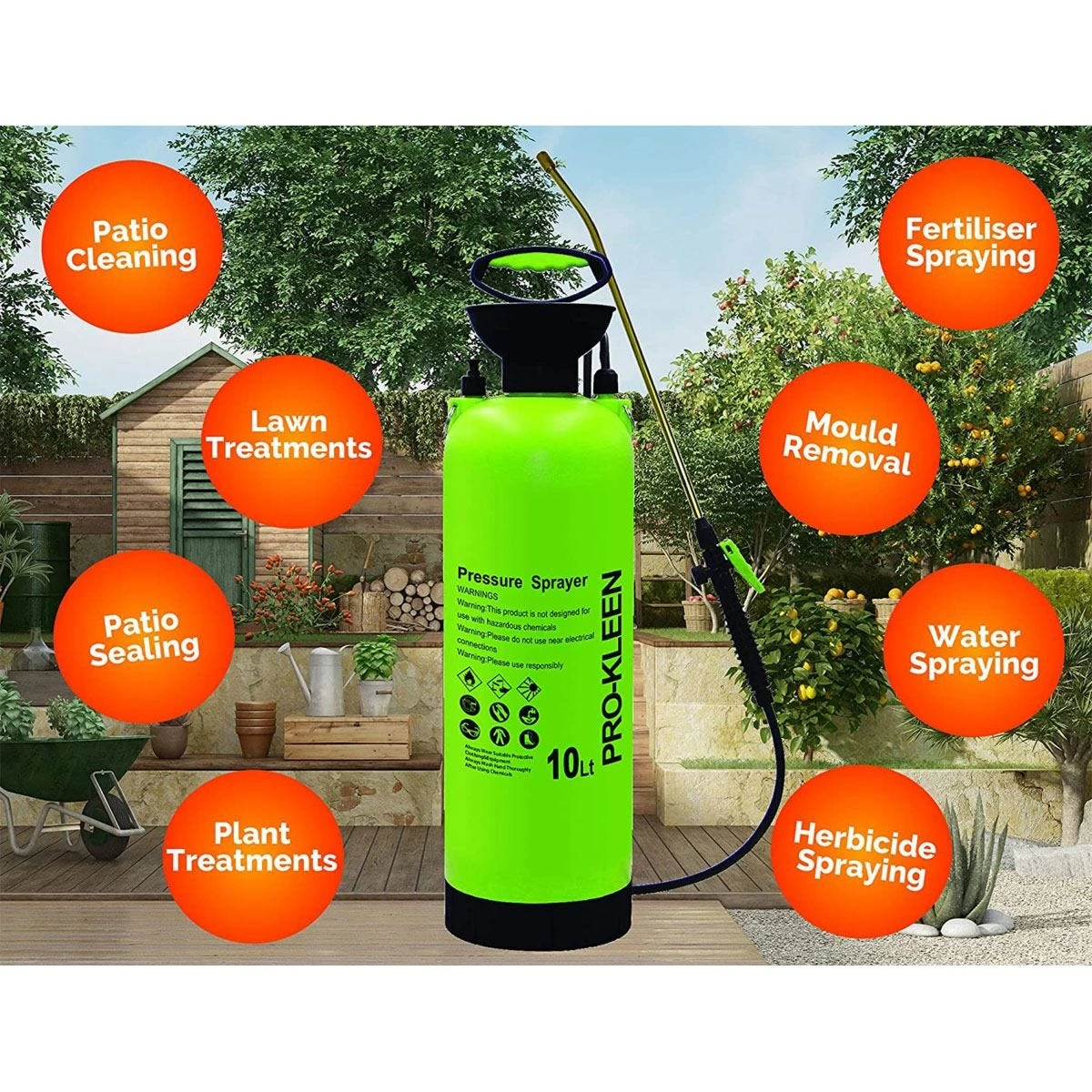 Pro-kleen 10L Garden Pressure Pump Sprayer With Brass Lance And 2 X Spare Seal Kits - Green 6 Pro-kleen 10L Garden Pressure Pump Sprayer With Brass Lance And 2 X Spare Seal Kits - Green - Image 6