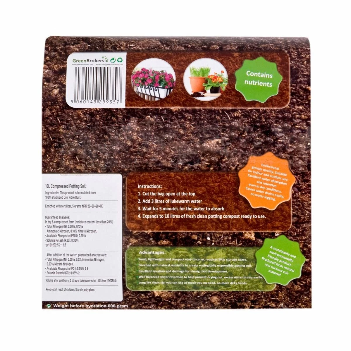Greenbrokers Organic All Purpose Potting Compost Expands To 10Ltrs 2 Greenbrokers Organic All Purpose Potting Compost Expands To 10Ltrs - Image 2