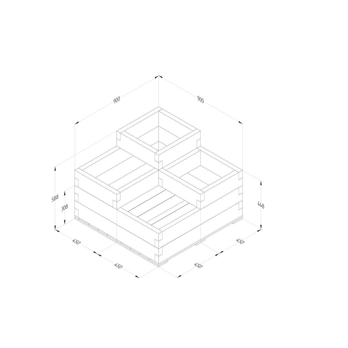 Forest Garden Caledonian Tiered Raised Bed With Base 90 X 90cm 7 Forest Garden Caledonian Tiered Raised Bed With Base 90 X 90cm - Image 7