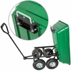 Tectake Garden Trolley With Pneumatic Tyres And Tiltable Bed (300Kg Load Capacity) Green -Garden Tools Shop 373575 5