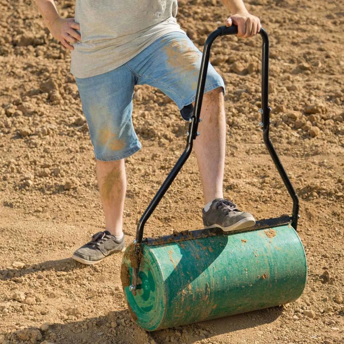 Tectake Garden Roller Green 2 Tectake Garden Roller Green - Image 2