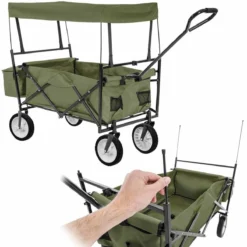 Tectake Garden Trolley With Roof Foldable Incl. Carry Bag Green -Garden Tools Shop 373677 3