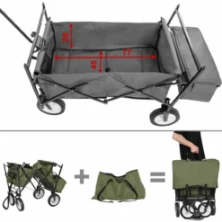 Tectake Garden Trolley With Roof Foldable Incl. Carry Bag Green -Garden Tools Shop 373677 5