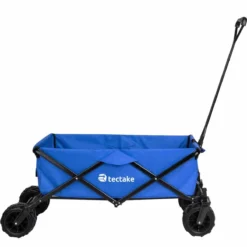 Tectake Foldable Garden Trolley With Wide Tires (80Kg Max Load) Blue -Garden Tools Shop 373730 3