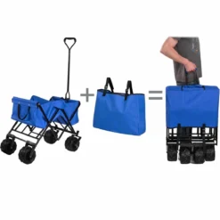 Tectake Foldable Garden Trolley With Wide Tires (80Kg Max Load) Blue -Garden Tools Shop 373730 4
