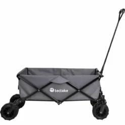 Tectake Foldable Garden Trolley With Wide Tires (80Kg Max Load) Grey -Garden Tools Shop 373737 3