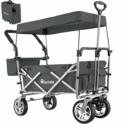 Tectake Foldable Garden Trolley With Carry Bag Grey