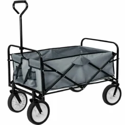 Tectake Foldable Garden Trolley With 80Kg Load Capacity Grey