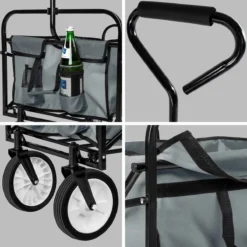 Tectake Foldable Garden Trolley With 80Kg Load Capacity Grey -Garden Tools Shop 373833 4