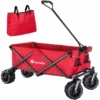 Tectake Foldable Garden Trolley With Wide Tires (80Kg Max Load) Red