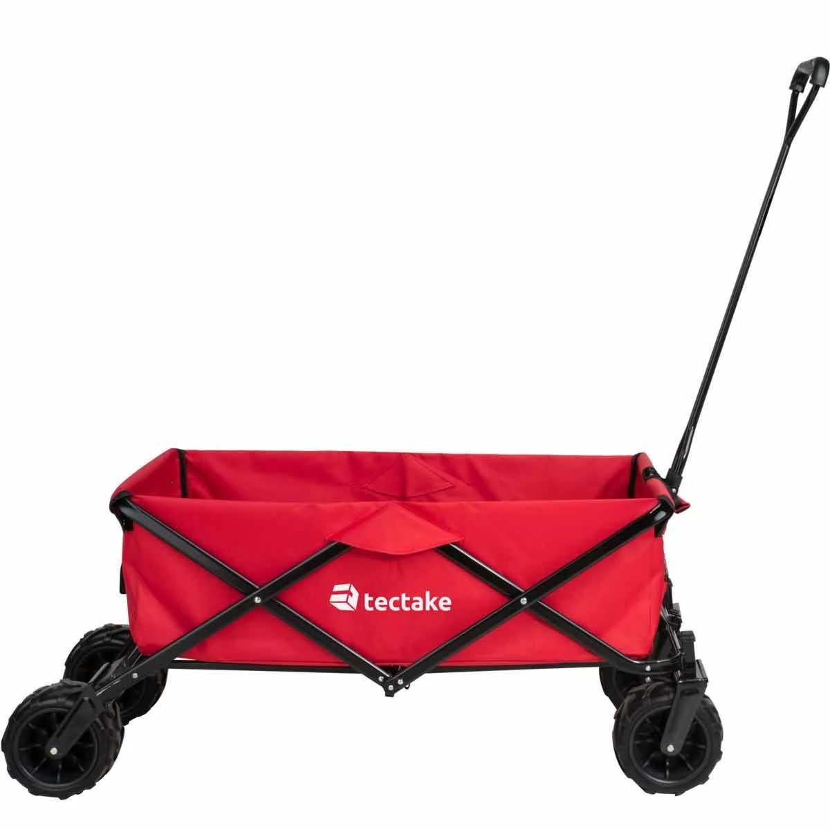 Tectake Foldable Garden Trolley With Wide Tires (80Kg Max Load) Red 3 Tectake Foldable Garden Trolley With Wide Tires (80Kg Max Load) Red - Image 3