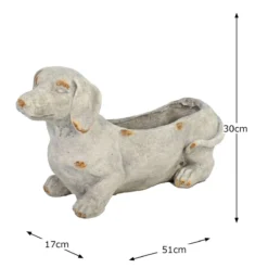 Solstice Sculptures Sausage Dog Planter 30Cm Weathered Light Stone Effect -Garden Tools Shop 375488 10