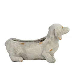 Solstice Sculptures Sausage Dog Planter 30Cm Weathered Light Stone Effect -Garden Tools Shop 375488 12